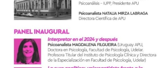 29 de agosto, 19:30 hs. Apertura y panel inaugural<br>XII Congreso APU<br>Aula Magna Facultad Psicología Udelar<br>ENTRADA LIBRE